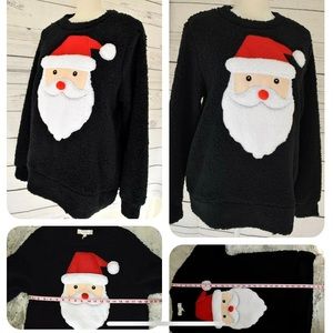 NEW Santa Sweater No Comment  Black Warm & VERY SOFT Long Sleeve  Sz M, …